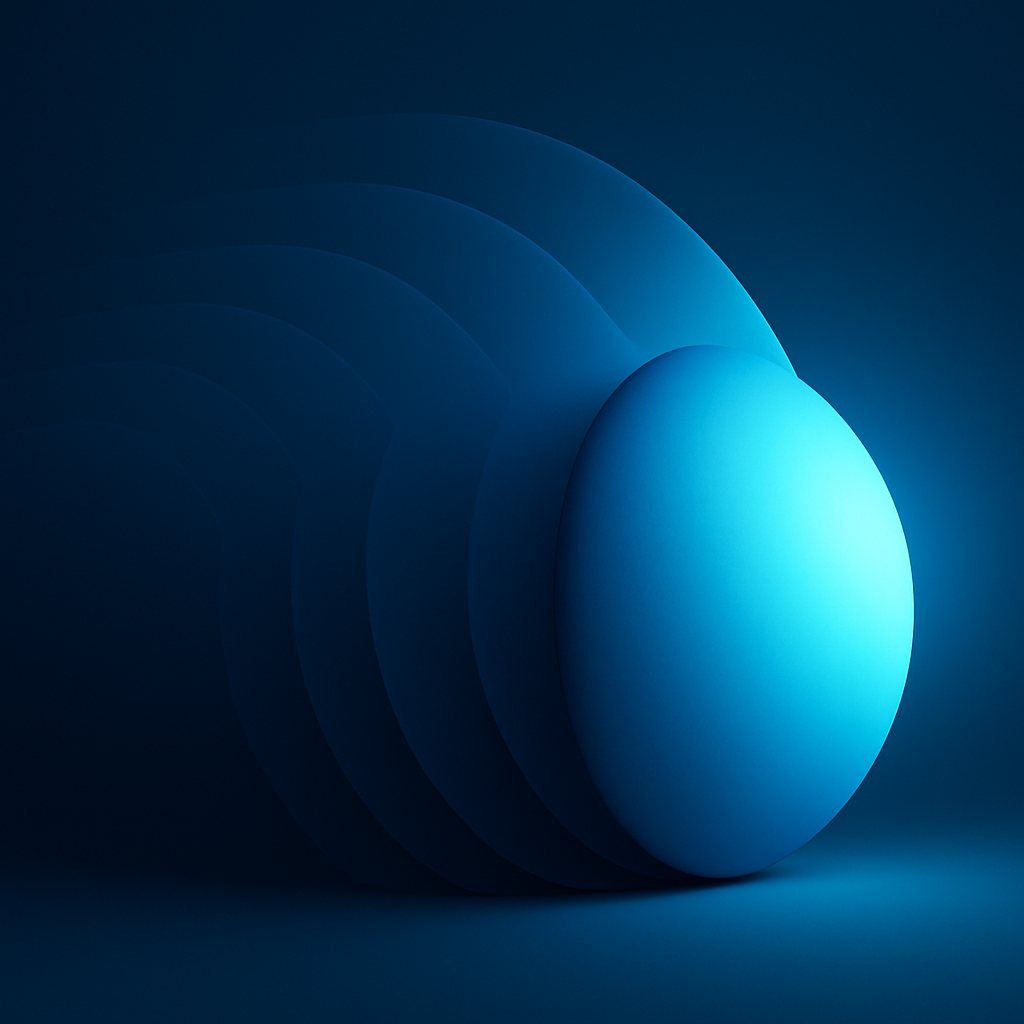 Illustration abstraite en 3D, dans les tons bleus