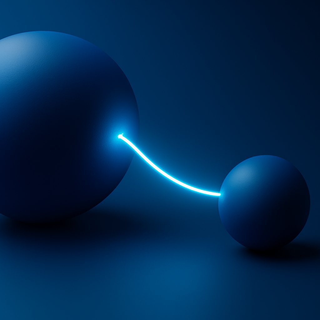 Illustration abstraite en 3D, dans les tons bleus