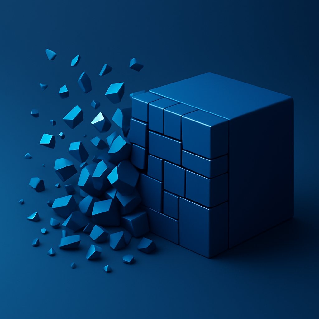Illustration abstraite en 3D, dans les tons bleus