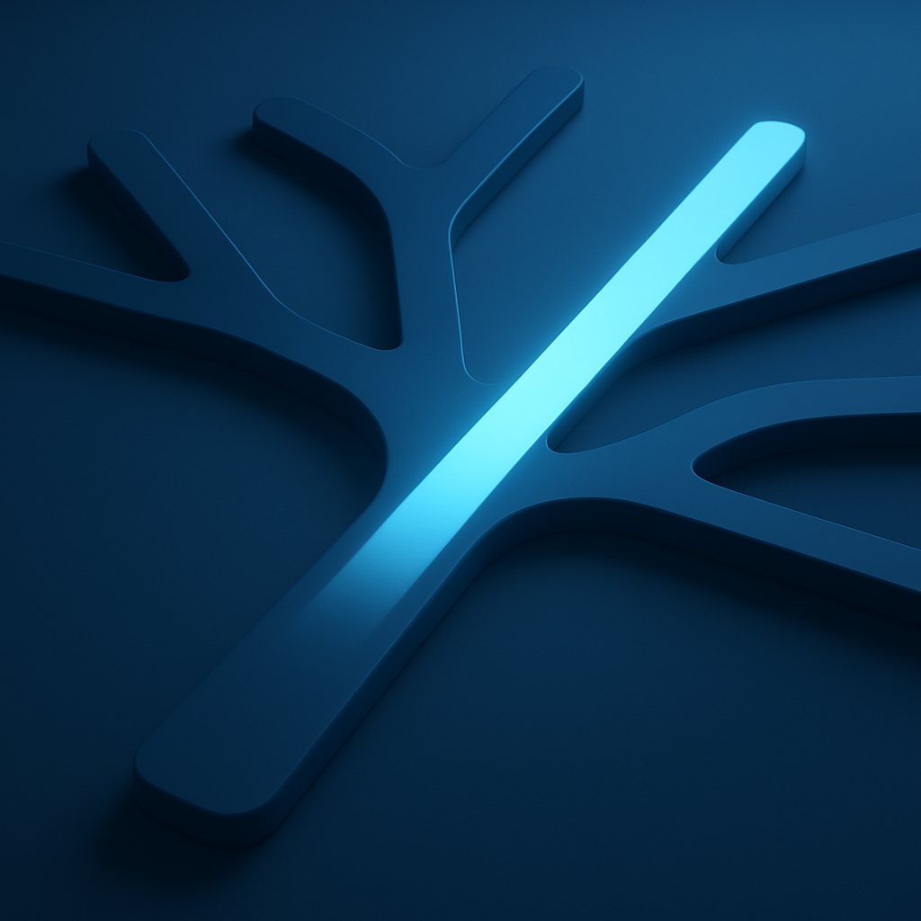 Illustration abstraite en 3D, dans les tons bleus