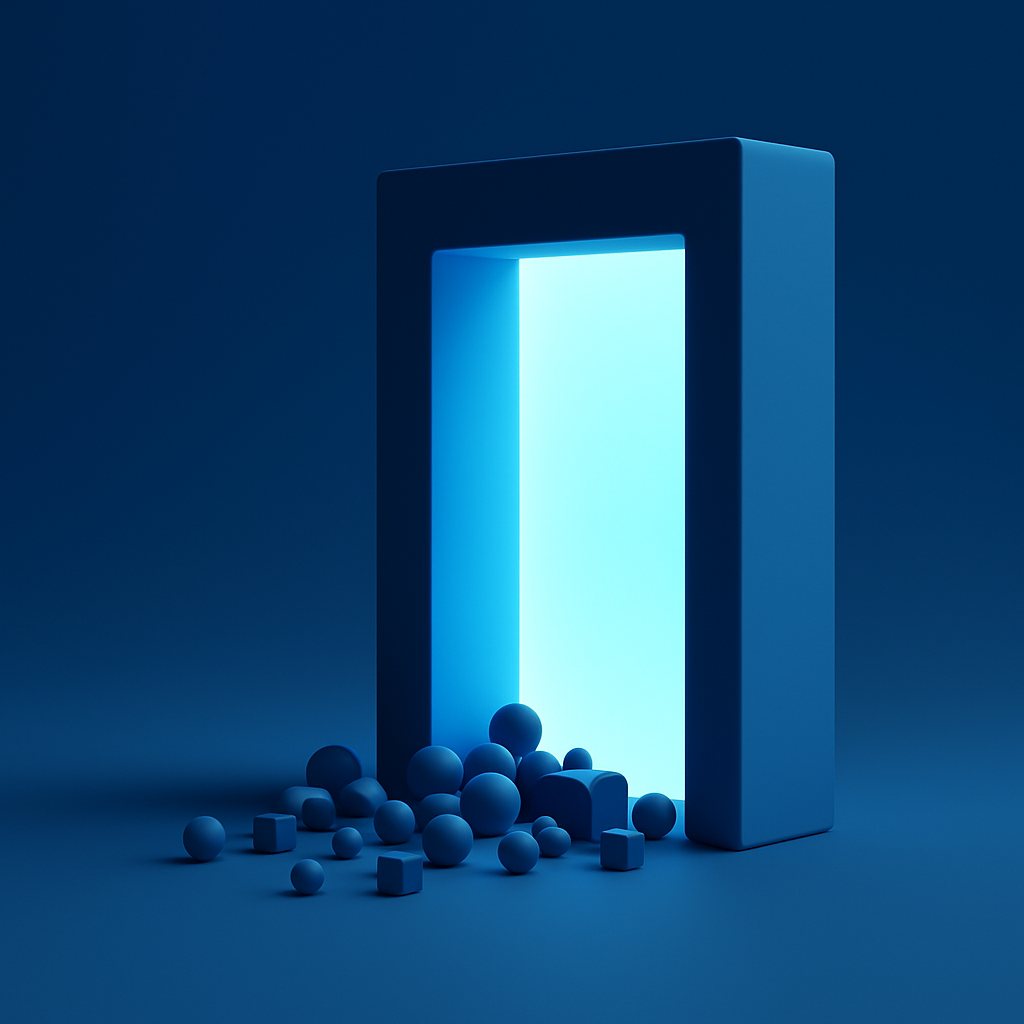 Illustration abstraite en 3D, dans les tons bleus