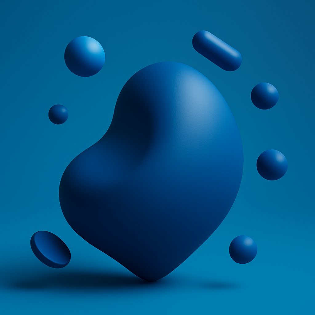 Illustration abstraite en 3D, dans les tons bleus