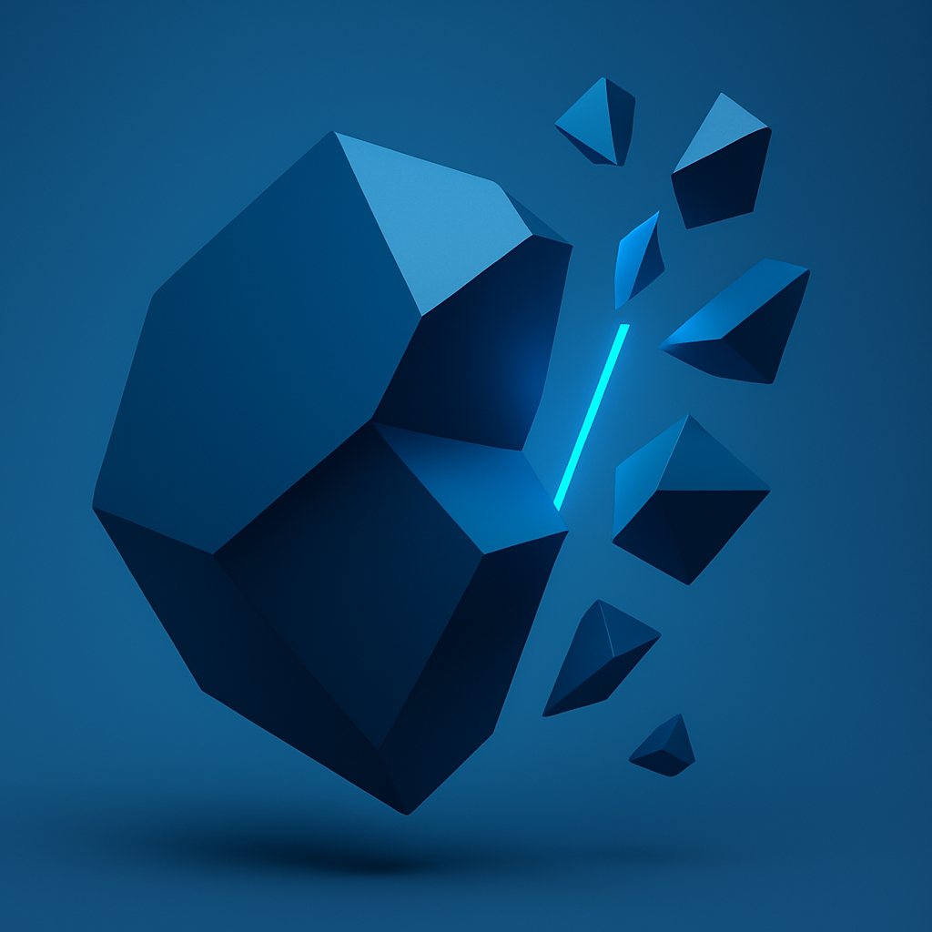 Illustration abstraite en 3D, dans les tons bleus