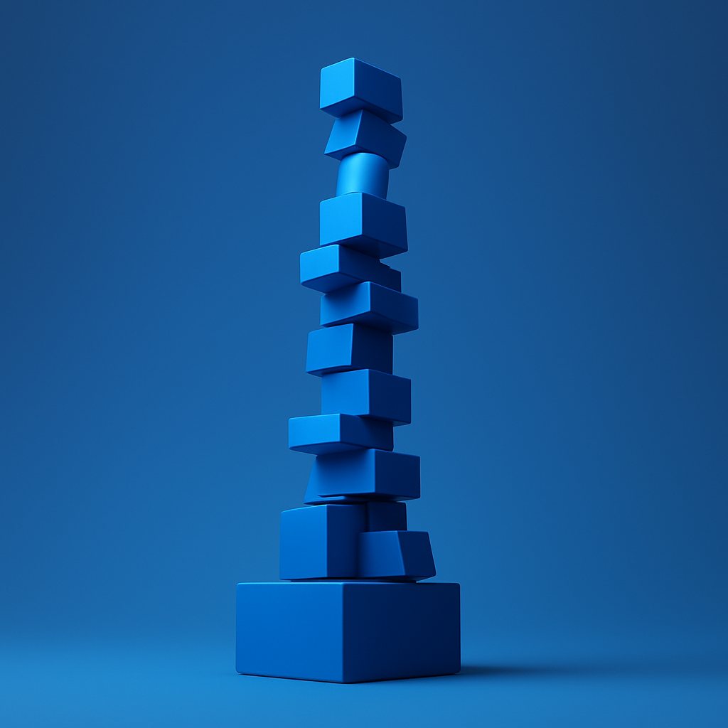 Illustration abstraite en 3D, dans les tons bleus